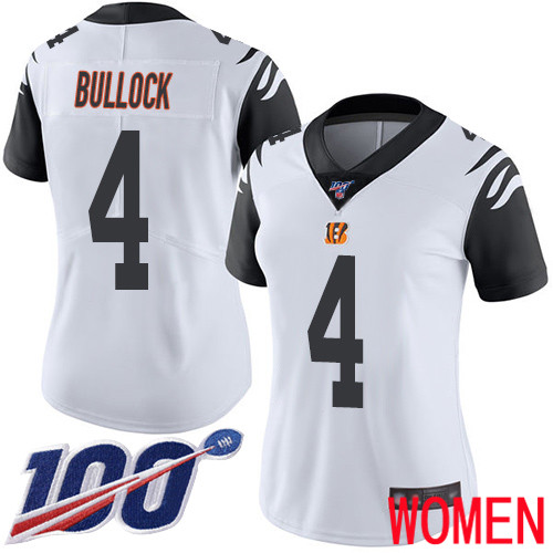 Cincinnati Bengals Limited White Women Randy Bullock Jersey NFL Footballl #4 100th Season Rush Vapor Untouchable